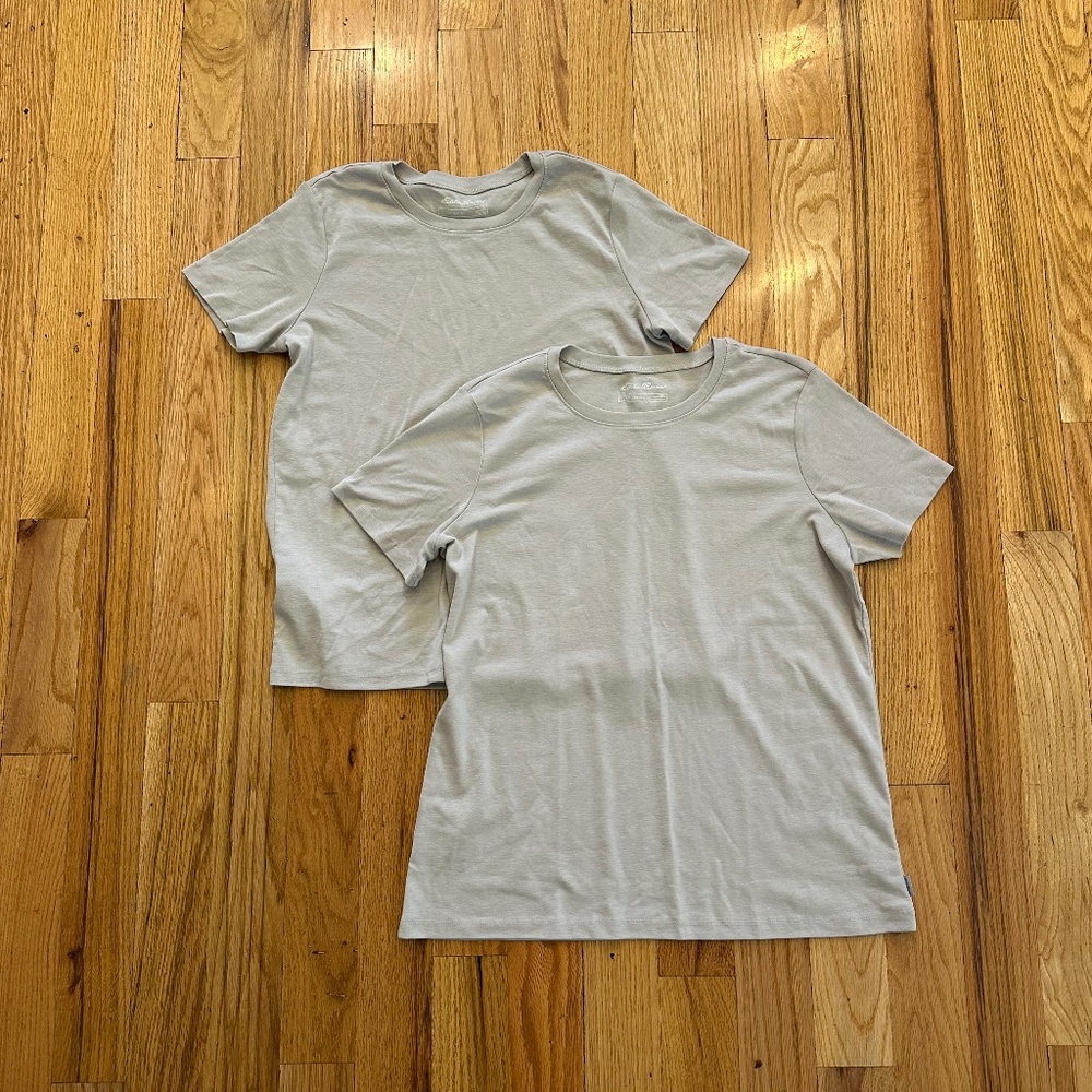 LOT OF TWO (2) EDDIE BAUER WOMENS BEIGE TEE short sleeve EVERYDAY  T-SHIRTS 2XL